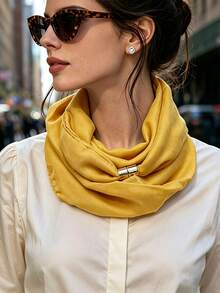 Slouchy Scarf, Multiple Colors Available, Knot-Free Scarf/Necklace, Soft Fabric Women's Necklace, Commute Versatile Fashion - Multicolor - View 12