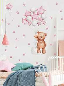 1pc Bear & Balloon Pattern Wall Sticker, Stickers, Wall Decal, Vinyl Decal For Home Decorations, Spring Decoration Items Refresh Your Home, Festival Decoration Stickers Gifts Birthday Graduation - Multicolor - View 4