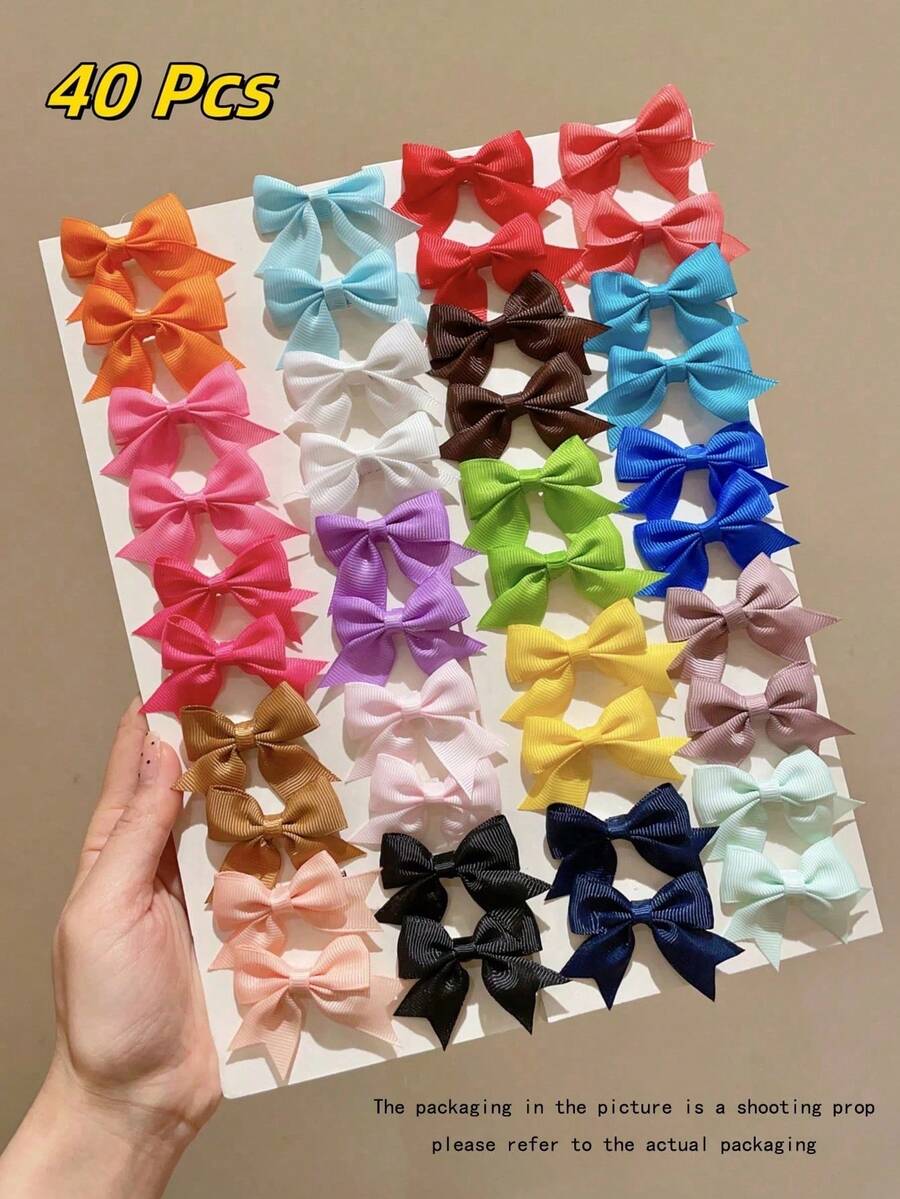 40 Pcs Women Hair Bows Clips,2 Inch Grosgrain Ribbon Mini Bow Barrettes Fully Lined Alligator Hair Clips,Cute Hair Accessories Festival Fall Style Y2k - Multicolor - View 1