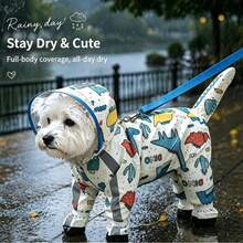 Waterproof Four-Legged Dog Raincoat, Full Coverage All-In-One Pet Rain Poncho, Anti-Dirty Puppy Protective Clothes For Bichon Small Dogs Rainy Day Outdoor Walking - Multicolor - View 7
