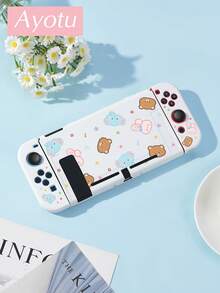 Ayotu Compatible With Switch/Switch OLED/Switch Lite Cartoon Bear & Elephant & Music Note Pattern Game Console Shell And Accessories, Package Includes Protective Case, Storage Bag, Dock Shell, Controller Protective Cover And Other Multiple Style Accessories To Choose From, Winter Romance, Christmas/Easter/Birthday/Anniversary Gift. - View 21