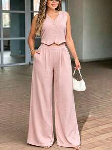 Women Suit Sets - Pink - View 2