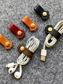 Multi-Purpose Bag For Hanging Data Cables, Featuring A Cute Cat Paw Pattern Cable Winder, Phone Charging Cable Organizer, PU Leather Cable Buckle - Multicolor - View 2