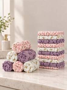20pcs&5pcs Random Mixed Colors Towel Cloth - 30x30cm, Soft & Absorbent - Perfect For Bath, Face, Hands, Kitchen, Spa - Multicolor - View 10