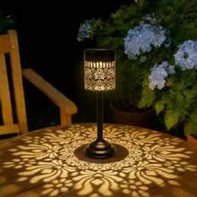Lampu Meja Luar Ruangan Bergaya Eropa Bertenaga Surya, Lampu Proyeksi Mandala Seni Besi, Lampu Meja Kemah Luar Ruangan, Lampu Proyeksi Bunga Peony LED, Lampu Suasana Bar Taman - Lampu meja tenaga surya - View 8