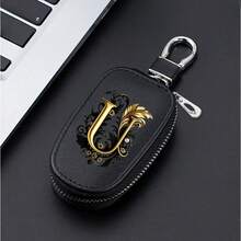 A-Z Letter Fashionable PU Black Car Keychain Protective Case With Zipper And Keychain, Car Keybox, Car Keychain, Men's Gift, Valentine's Day Gift, Per - Multicolor - View 24