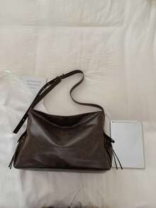 Fashion Solid Color PU Shoulder Tote Bag, Suitable For Women's Shopping, Commuting And Daily Use - Coffee - View 2