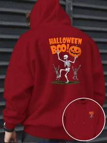 Sudadera con capucha estampada para hombre, con motivos de calaveras y calabazas para Halloween, con estampado a doble cara, una prenda divertida y festiva para crear un estilo original. - A - Ver 10