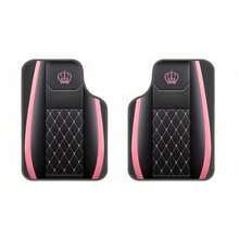 5PCS/2PCS Pink Crown Pattern Car Floor Mats - Printed Design, Universal Car Mats, Easy-Clean Polyester Pads - All-Weather Use, Suitable For Sedans, Trucks, Suvs - Ideal Gift, Car Interior Additions - A - View 7