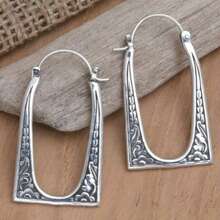1 Pair Classic Retro Exotic Floral Earrings For Women, Vintage Hollow Geometric Design, Bohemian Style Earrings Suitable For Daily Wear And Vacation - Silver - View 1