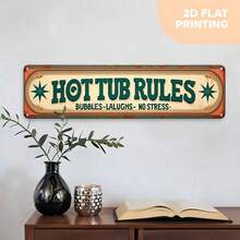 2D Flat Decorative Sign "Hot Tub Rules: Bubbles - Laughter - No Stress", Perfect For Home, Cafe, Garage, Durable And Easy To Install, Ideal Gift For Christmas Or Holiday Decor (Random Style) - A - View 6