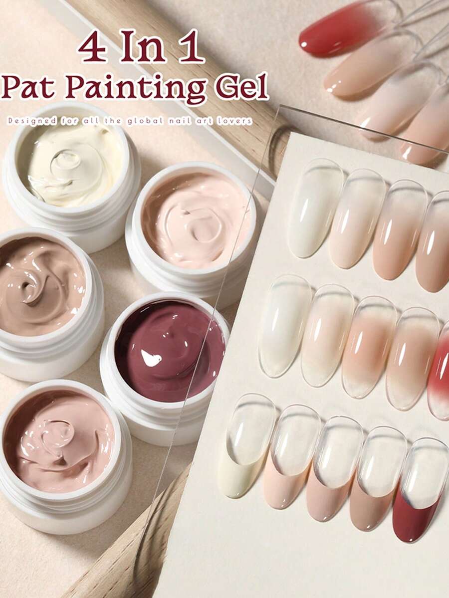UR SUGAR 8ml Nude Pink Colors Pat Painting Gel Nail 4 In 1 Used For Gradient Cover Edge Lines Nail Stamping Pattern Covers Nail Free Edge Perfect Gift For Women - Multicolor - View 1