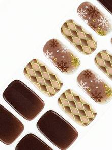 Christmas Semi Cured Gel Nail Strips, 20Pcs Long Lasting Salon Quality Wraps, Easy Apply & Remove Gel Nail Stickers With UV Light - Multicolor - View 6