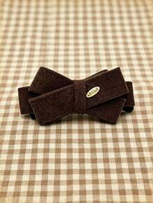 1pc Women's Minimalist Bow Hair Clip, Elegant Woolen Barrettes, Solid Color Non-Slip Hair Accessories For Daily Wear - Multicolor - View 2