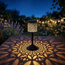 Lampu Meja Luar Ruangan Bergaya Eropa Bertenaga Surya, Lampu Proyeksi Mandala Seni Besi, Lampu Meja Kemah Luar Ruangan, Lampu Proyeksi Bunga Peony LED, Lampu Suasana Bar Taman - Lampu meja tenaga surya - View 6