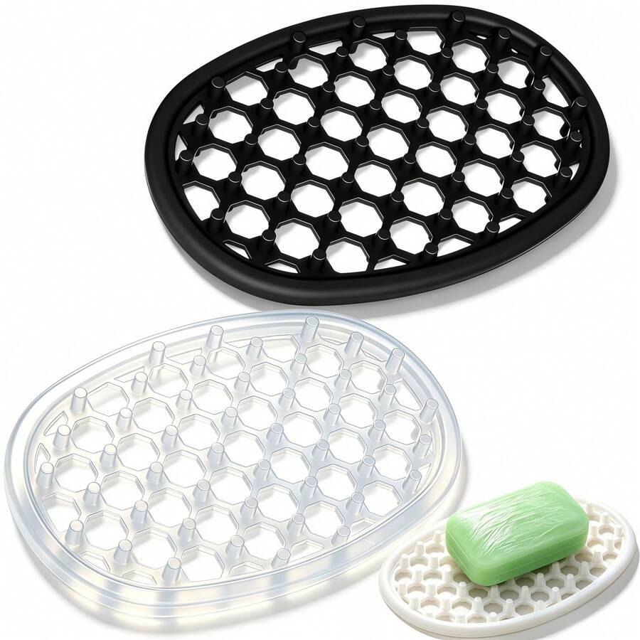 Non-Slip Soap/Sponge Holder With Efficient Drainage Holes, Keeps Soap Dry, Fits Shower Niche, Sink, Bathroom Shelf-Modern Easy-To-Clean Design, Suitable For Small And Large Bathrooms - Hollow Soap Dish - View 1