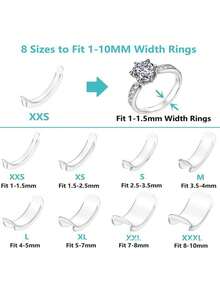 New 34Pcs Ring Size Adjuster Set, 24 Spiral Tightener +10 Ring Guard Pads, Transparent Invisible Resizer For Loose Wedding Rings Jewelry Accessory - Clear - View 8