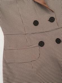 Long Sleeve Fitted Mid-Length Blazer Collar Dress, Suitable For Business Meetings, Daily Office And Urban Activities - Brown - View 9