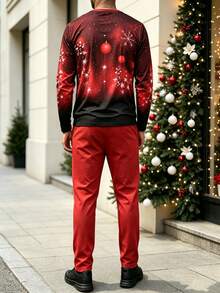 Men's Christmas Funny Element Print Long Sleeve T-Shirt And Pants Set - Multicolor - View 5
