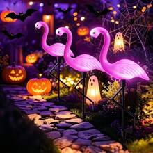 1-To-3 Flamingo Solar Lights, LED Glowing Lawn Lights, Holiday Decoration Lights, Suitable For Outdoor Garden, Yard Lawn, Balcony Patio - Flamingo 1-to-3 Cable - View 9
