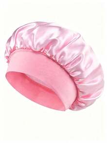 2/1pc Silk Sleep Cap Set, Satin Curly/Natural Hair Headband With Soft Elastic Band (Black & Gold & Pink), Gentle Hair Care Night Cap (قبعة) (باندانا) - Multicolor - View 4