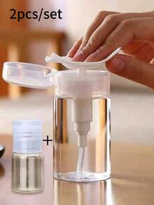 3/2/1pc Transparent PET Travel Bottle, Makeup Remover Dispenser Bottle, With Portable Pump Head Dispenser Bottle, Suitable For Nail Polish Remover, Toner And Makeup Remover, Dome Design, Hand Wash, Makeup Remover Bottle - Multicolor - View 14
