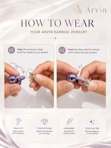 Arvin Bluetooth Earphone Decorative Clip Compatible With Huawei FreeClip 2, Shokz OpenDots-ONE, TOZO Open-EarRing, Slim C-Bridge OWS (Earphones Not Included, Decorative Clip Only) - View 12