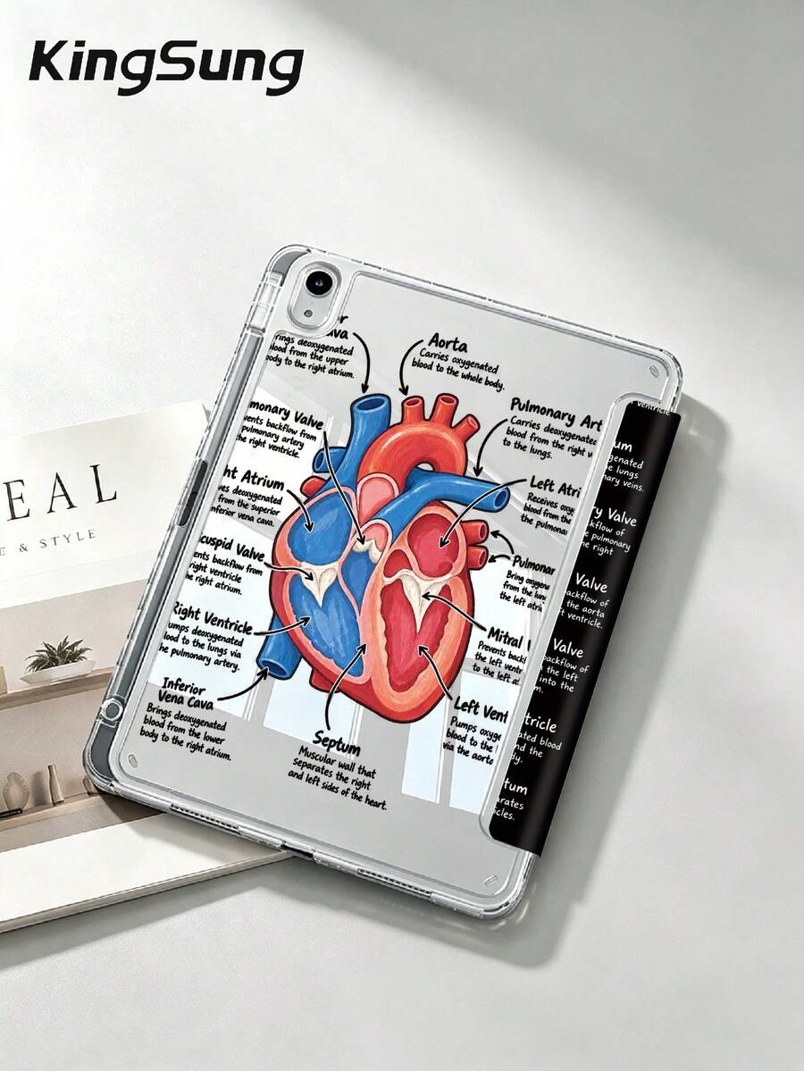 Kingsung Heart Pattern Y-Shaped Folding Acrylic Tablet Case Compatible With Samsung Tablets/Pad Mini6/7/9.7/10.2/10.5/10.9/12.9/Pro 11, 10th Generation, Protective Cover Supports Multi-Angle Adjustment, Six Ways To Place The Bracket, Built-In Pen Slot, Anti-Drop Protection, Automatic Wake/Sleep.Compatible With Kindle Paperwhite 12th Gen 2024/11th Gen 2022,Clara Colour.
