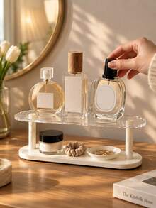 Rak Penyimpanan Kosmetik, Rak Pajangan Parfum, Kotak Organizer Perawatan Kulit, Rak Meja Rias, Organizer Perlengkapan Mandi Kamar Mandi, Rak Penyimpanan Meja Rumah - Putih - View 2