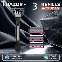 6-Layer Manual Shaver Set With Anti-Slip Handle & Replacement Blades -Ergonomic Design For Beards, Facial Hair, Stylish Grooming Essentials, Beard Maintenance, Sleek Razor Design, Stainless Steel Blade - Multicolor - View 14