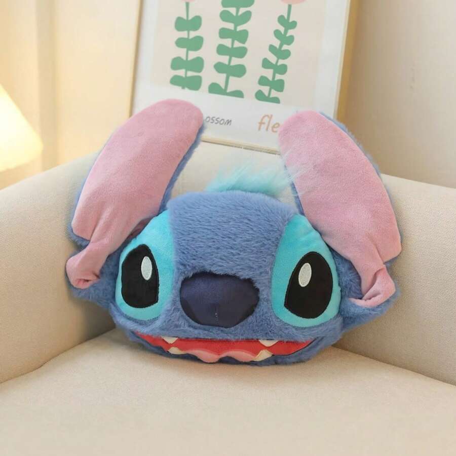 Stitch Plush Car Headrest Pillow And Seat Belt Cover, Soft Fluffy Auto Neck Cushion, Cute Car Interior Accessories - Multicolor - View 1
