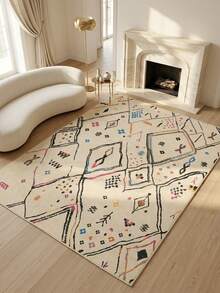 1 Buah Karpet Area Totem Geometris Berwarna-warni Beige, Bahan Kasmir Imitasi, Bentuk Persegi Panjang dengan Pola Bohemian Lukisan Tangan, Dapat Dicuci dengan Mesin, Cocok untuk Ruang Tamu, Kamar Tidur, Dekorasi Rumah Sehari-hari, Dekorasi Rumah Estetis - MultiWarna - View 5