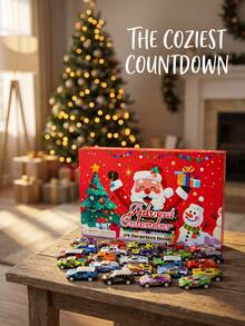 24 Grids Christmas Race Car Advent Calendar Pop-Up Box, Kids Mini Racing Car Surprise Blind Box, Christmas Countdown Toy Gift For Children - Multicolor - View 7