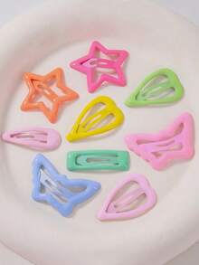 50/20pcs Random New Rainbow Multi-Shape Hair Clips, Cute Fashion BB Clips, Suitable For Girls, Bangs Side Hair Clips, Multi-Functional Decorative Hair Accessories - Multicolor - View 2