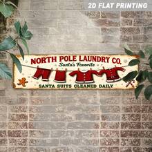 1pc 2D Flat Metal Sign, Santa's Favorite Laundry Company Christmas Decor, Winter Holiday Wall Hanging, Christmas Tree Farmhouse Rustic Style Decorative Sign And Plaque, 3.94x15.75 Inches (Random Style) - A - View 7