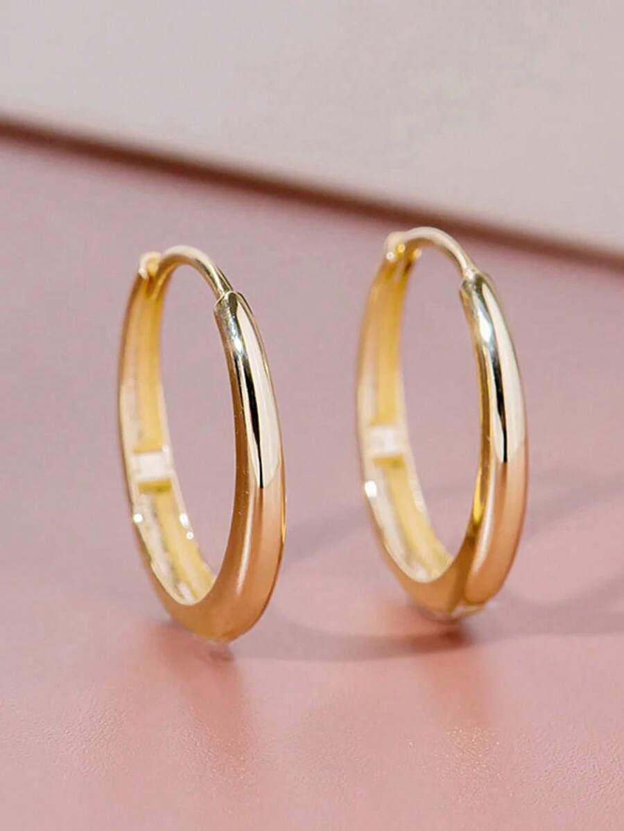 1 Pair Children's Charming Hoop Earrings, Suitable For Daily Decoration, Party Jewelry Or Birthday Gift - Yellow Gold - View 1