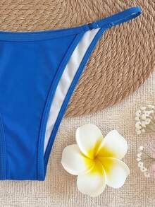 Spring/Summer European & American Style Blue & Pink Colorblock Sexy Casual Beach Vacation Party Bikini Set - Multicolor - View 5