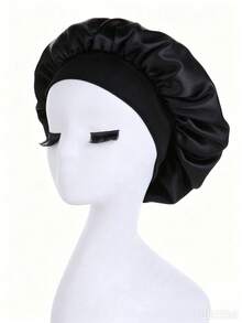 2/1pc Silk Sleep Cap Set, Satin Curly/Natural Hair Headband With Soft Elastic Band (Black & Gold & Pink), Gentle Hair Care Night Cap (قبعة) (باندانا) - Multicolor - View 3