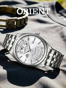 Orient Men's Automatic Calendar Watch, White Radial Dial, Stainless Steel Band, 5ATM Water Resistant, RA-BA0004S10B - Silver - View 3