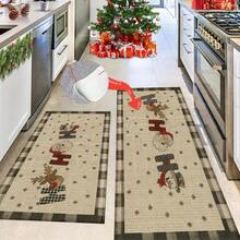 1pc Christmas Series Cartoon Snowman & Reindeer Pattern Printed Faux Wool TPR Bottom Door Mat, Bathroom Mat, Kitchen Mat, Laundry Room Mat, Holiday Atmosphere Decoration, Home Decor, Party Decor, Wedding Decor, Dining & Kitchen Decor - Multicolor - View 5