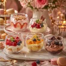 80/60/40/30/20/10/1 Delicate Spherical Dessert Containers, Soft Curved Design With Minimalist Elegant Style, Stackable Design For Easy Storage, Suitable For Pudding, Fresh Fruit Desserts, Perfect For Luxury Home Parties, Themed Dessert Tables, Family Gatherings, Fully Presenting Dessert Texture And Enhancing Overall Tabletop Aesthetic - Clear - View 5