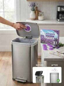 Pengharum Ruangan Tempat Sampah Aroma Lavender Isi 6 Buah, Perekat dengan Aroma Tahan Lama, Penghilang Bau, Perekat Mandiri, Cocok untuk Aksesori Dapur, Tempat Sampah Kamar Mandi, dan Wastafel. - Keadaan Padat - View 1