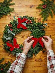 12/6/1pc Red Flocked Christmas Bow Hanging Decor, Vintage Flocked Red Bow Christmas Tree Ornament, Gift Wrapping Door Decoration - A - View 9