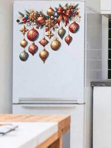 1pc Classic Christmas Door Sticker Bow Christmas Ball Wall Decal Self-Adhesive Living Room Sticker Bedroom Sticker Home Decor Room Decor Bedroom Decor Kitchen Decor Wall Sticker - Red - View 9
