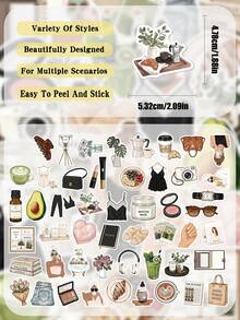 50pcs Clean Girl Stickers Minimalist Style Decorative Transparent Stickers For Laptop Suitcase Scrapbook Diy Decor - A - View 2