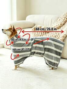 1PC Pet Absorbent Towel, Dog Bathrobe, Soft And Thick Quick Drying Bathrobe With Adjustable Strap For Small, Medium, Large Dogs & Cats For Drying, Grooming, Bathing And Cleaning - Dog & Cat Specific Pet Drying Towel - Grey - View 12