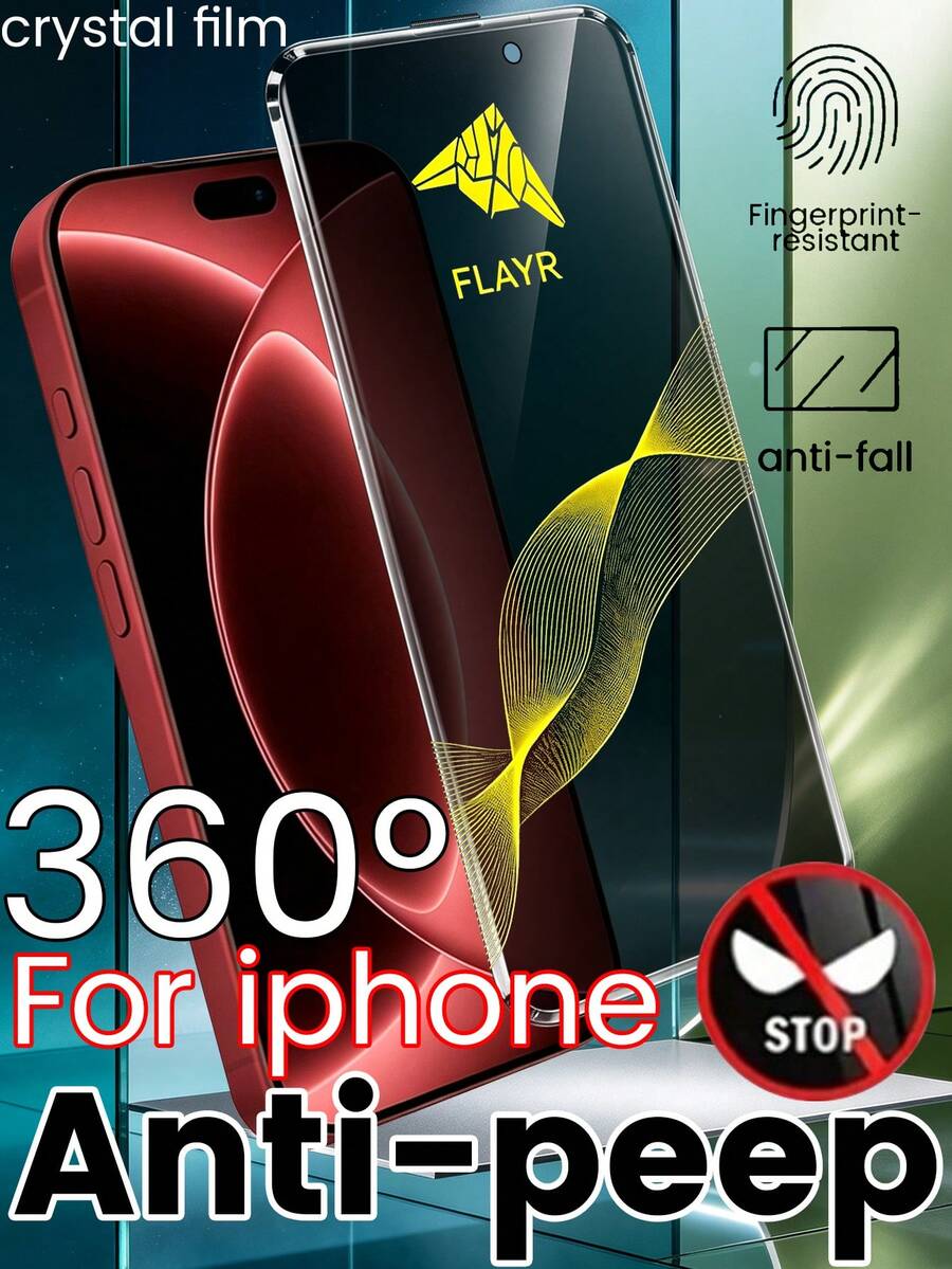 Anti-Peeping Transparent Edgeless 8K Faceted Large Arc Apple 18PROMAX Tempered Glass Duo Protective Film, Edgeless Fully Transparent Crystal Film, Built-In Dust-Proof Mesh, Dust-Proof And Anti-Gray, Smooth And Rounded Touch Without Sharp Edges, 360° Anti-Peeping From All Angles, Anti-Peeping From Top, Bottom, Left And Right