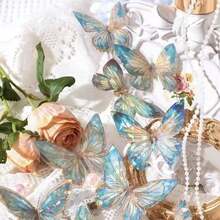 1 Pack 20pcs Ice Crystal Iridescent Butterfly PET Stickers, Decorative Scrapbook Stickers - Multicolor - View 2