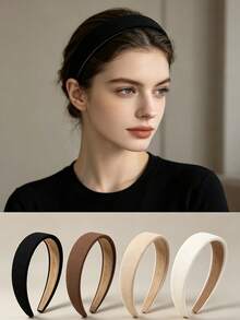 4/1pc Women's Wide Headband, Fashionable French Style, Suitable For Bathing And Face Washing, Versatile For Various Outfits, Christmas Stocking Filler, Gift For Women, Essential Accessory, Back To School, Christmas Gift, Holiday Gift, Travel Essential, Vacation Essential - Multicolor - View 2