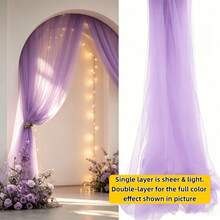 1pc Romantic 393 Inch Light Purple Tulle Fabric, Long Solid Color Tulle Curtain, Multi-Purpose Party Backdrop, Suitable For Wedding Arch, Home Decor, Wedding Arch Backdrop, Party Decoration, Purple Arch Fabric, Home Decor, Birthday Wedding Party - Purple - View 6